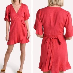 Honorine Linen Black Ruffled Mini Dress Minimalist Women’s Small